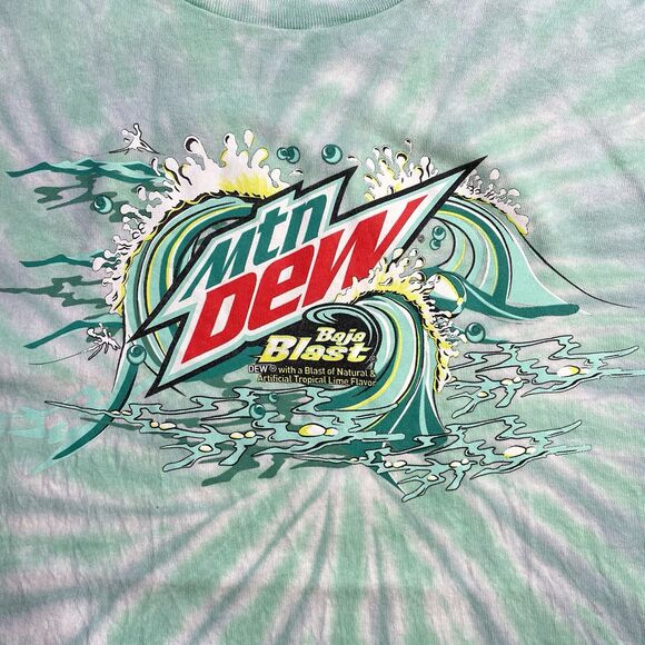 Mountain Dew Baja Blast Tie Dye Shirt Men’s Large Green Promo Tee Advertisement - Picture 2 of 7